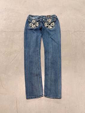 Miss Me Signature Rise Skinny Jeans Size 29 Inseam 33 Cross Pockets